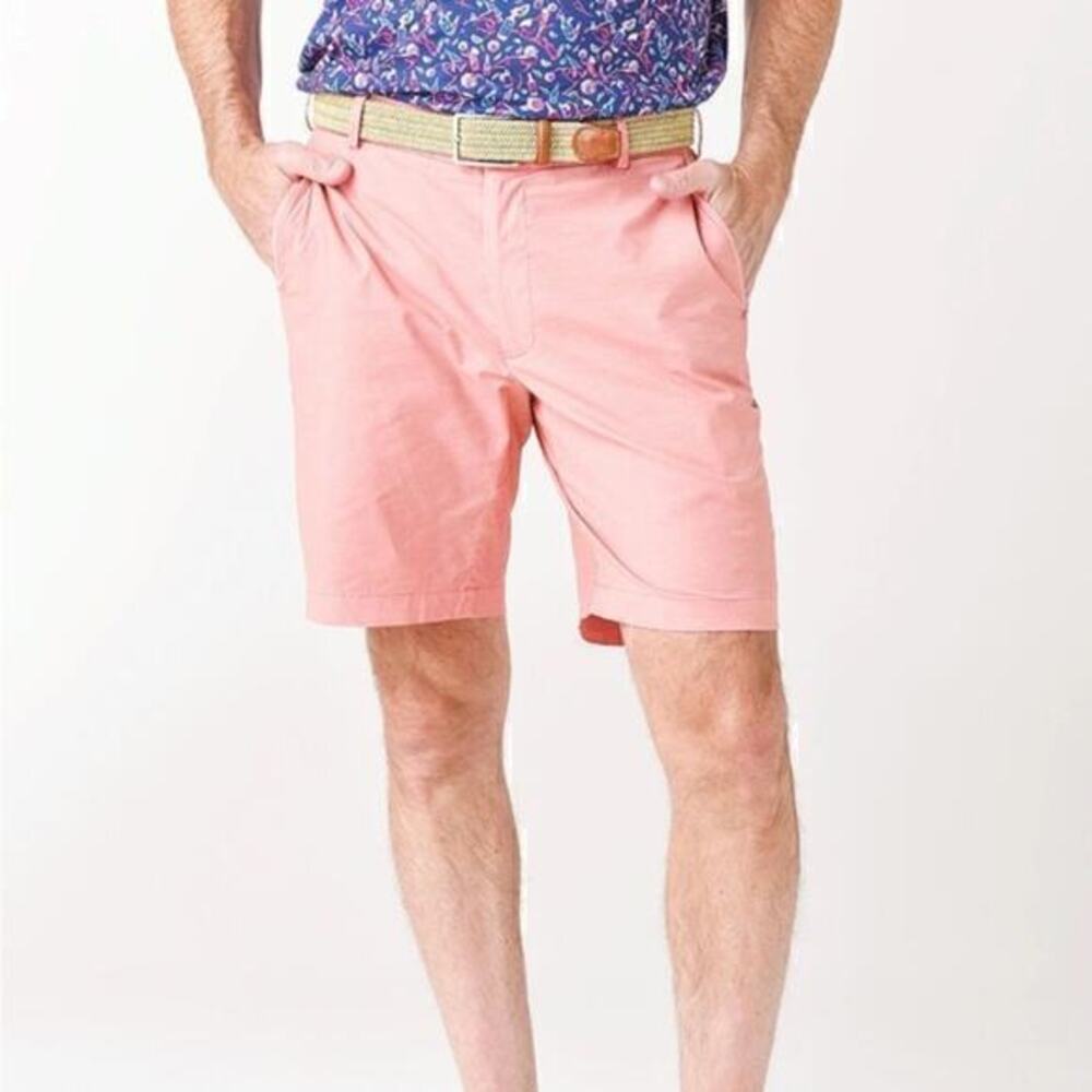 Peter Millar Seaside Men's Salmon Cotton Blend Poplin Shorts NWT Size 42